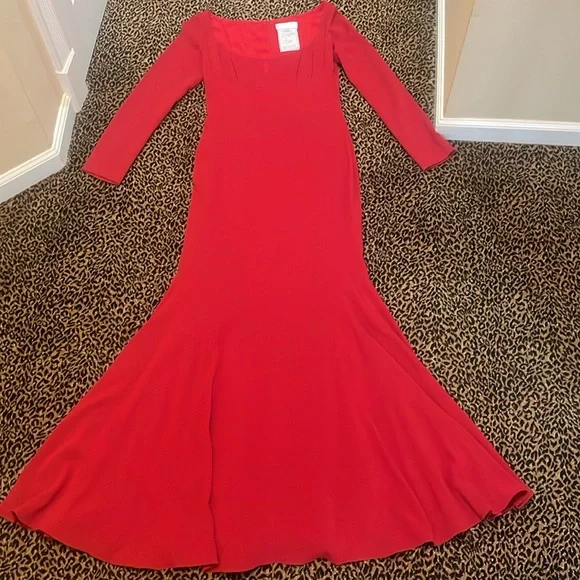Badgley Mischka VINTAGE RED jersey gown size 8 - Picture 3 of 15